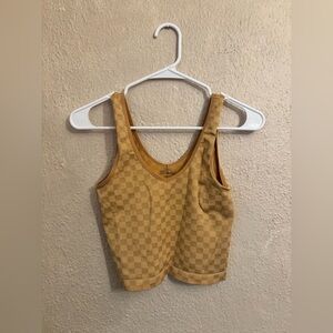 BKE Tan Checkered Tank Top